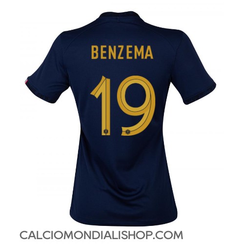 Maglie da calcio Francia Karim Benzema #19 Prima Maglia Femminile Mondiali 2022 Manica Corta